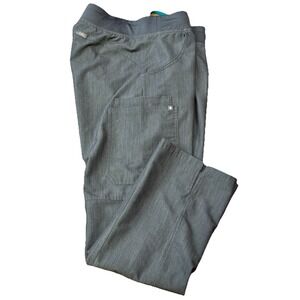 Figs Womens L Kade Cargo Scrub Pants Gray Stretch Technical Collection Medical